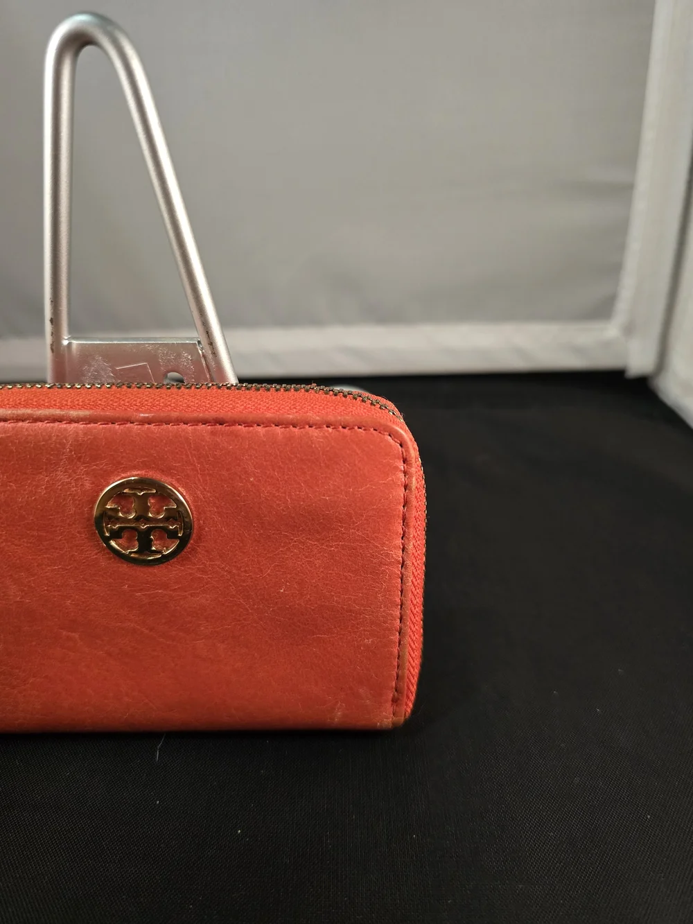 Tory Burch Orange Zip Card Case Keyring