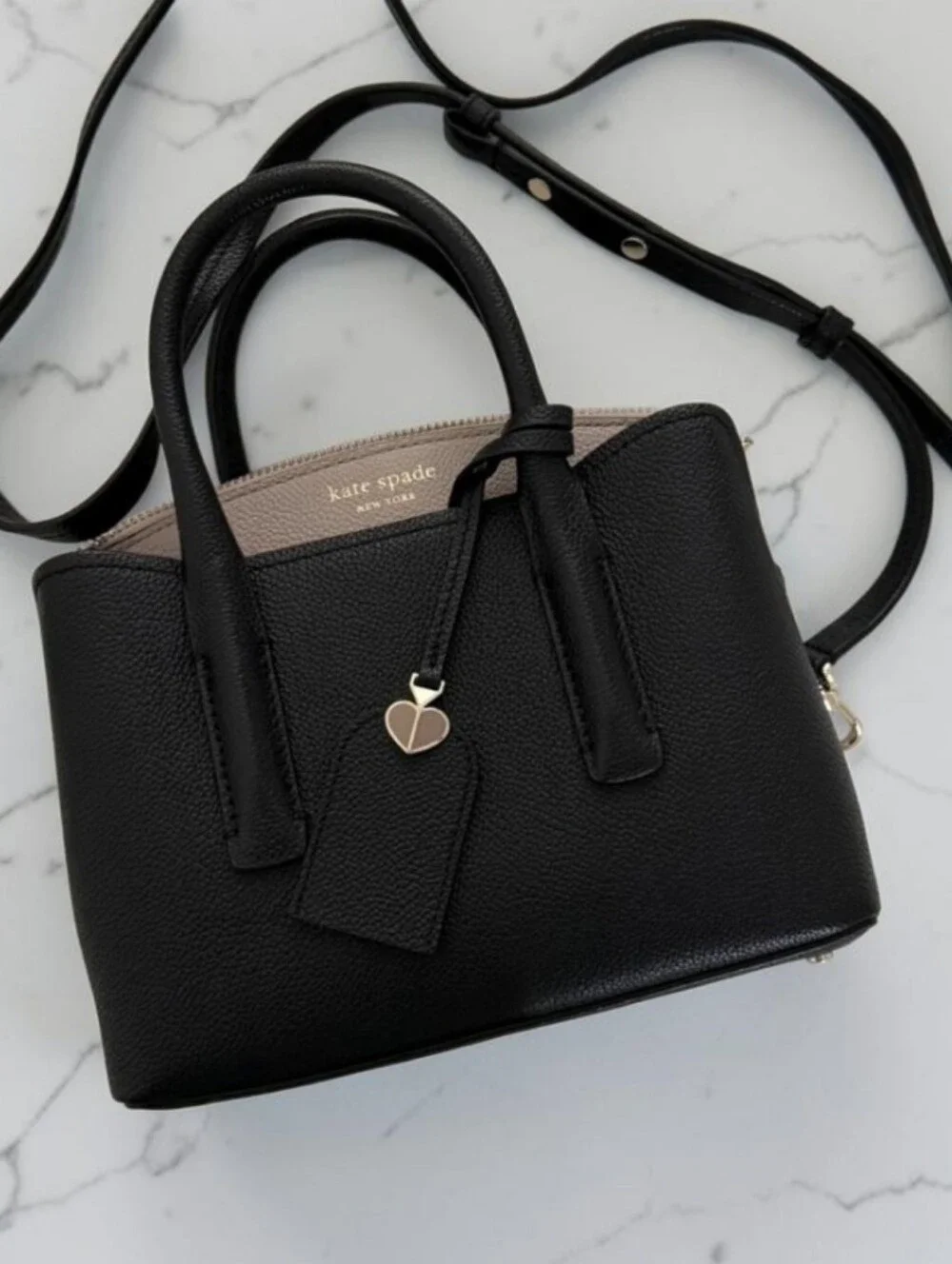 Kate Spade Mini Black Leather Satchel With Crossbody Strap