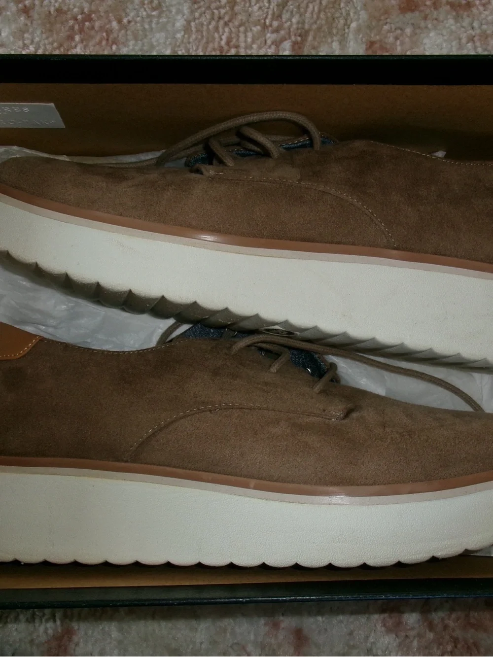 Men's Suede Lace-Up Platform Sneakers in Brown