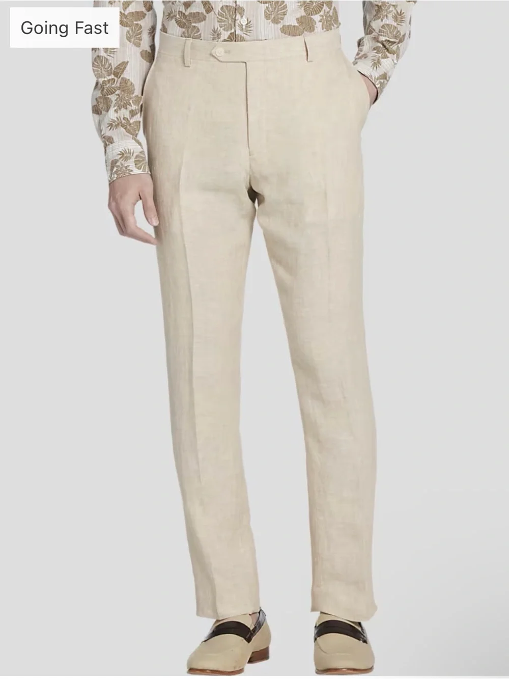 Tommy Hilfiger Men's Linen Dress Pants in Light Beige