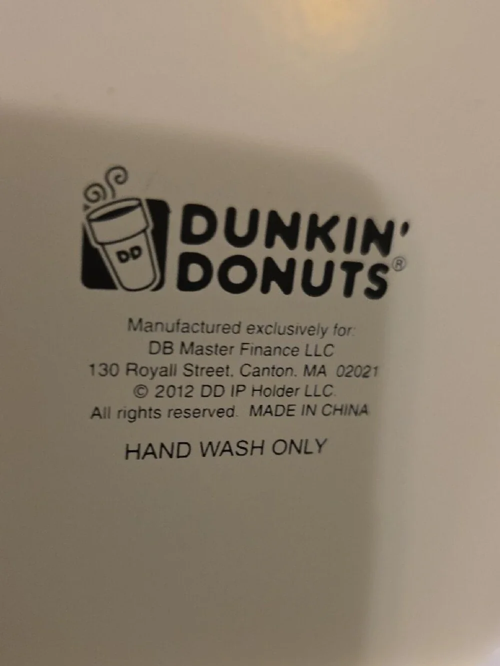 Dunkin Donuts sturdy white