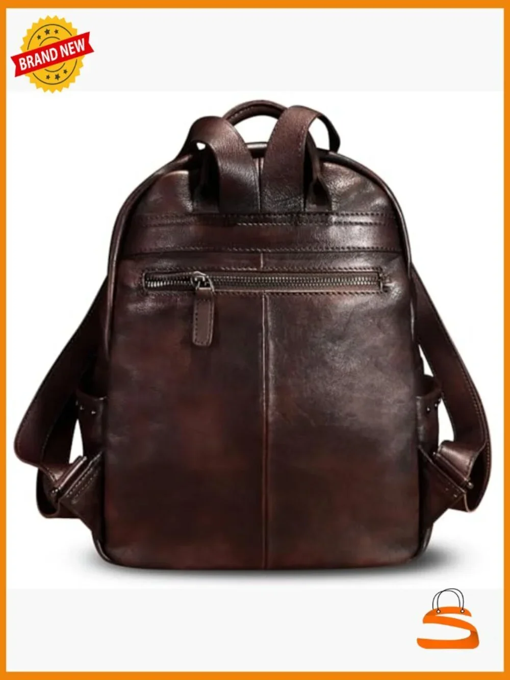 Genuine Leather Backpack Purse Vintage Rivets Rucksack Daypack College Bag