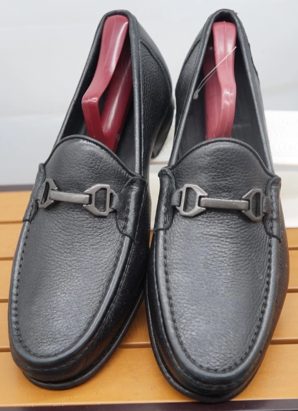 Allen Edmonds Vinci Black Leather Bit Loafers Moccasins Slip On Mens 9.5D Italy
