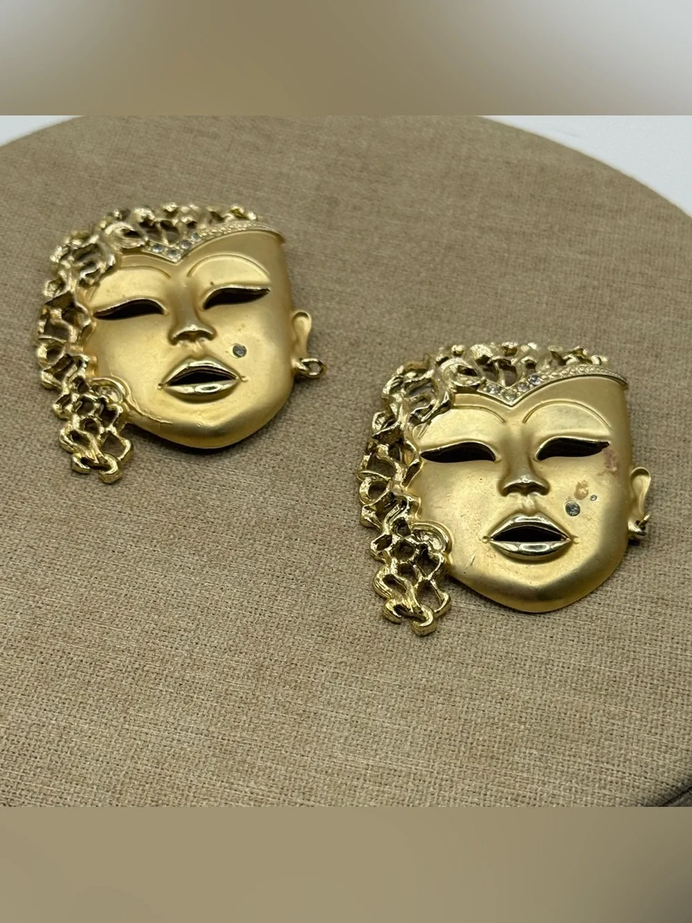 Gold Mask Face Brooch - Statement Women’s Jewelry