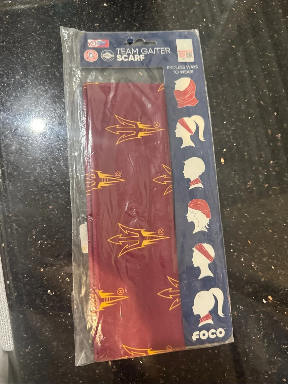 ASU team Gaiter Scarf - Maroon with Gold Logo