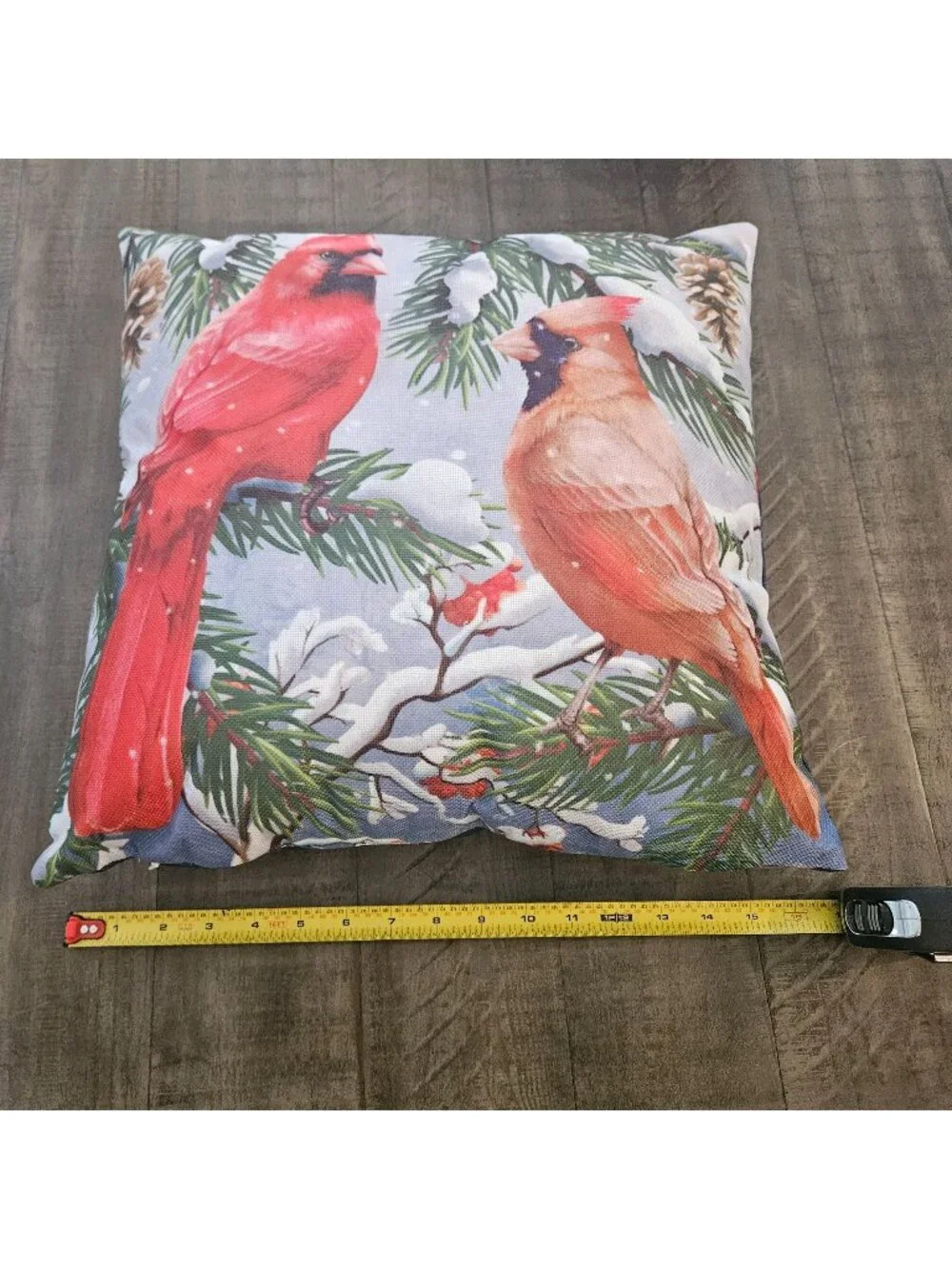 Briarwood Lane Cardinal Themed Reversible Throw Pillow With Plaid Back Design