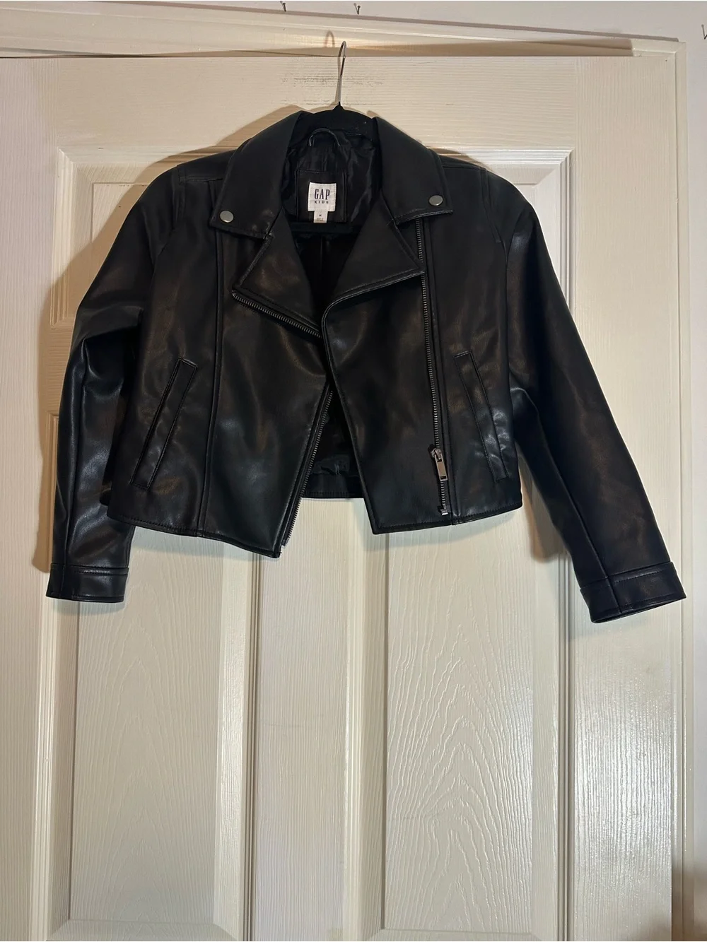 GAP Black Faux Leather Moto Jacket for Kids