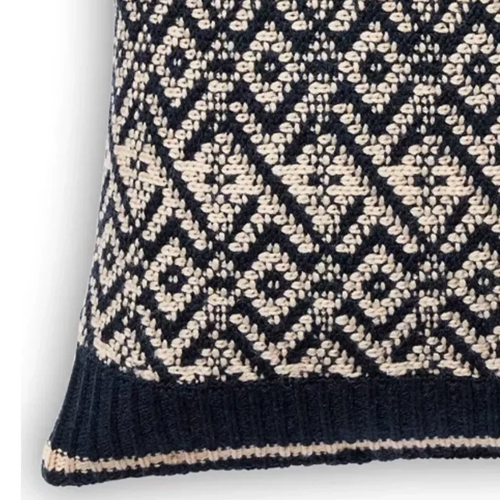 NEW RALPH LAUREN HOME THROW PILLOW KNIT SWEATER 20 in SQUARE BLUE CREAM
