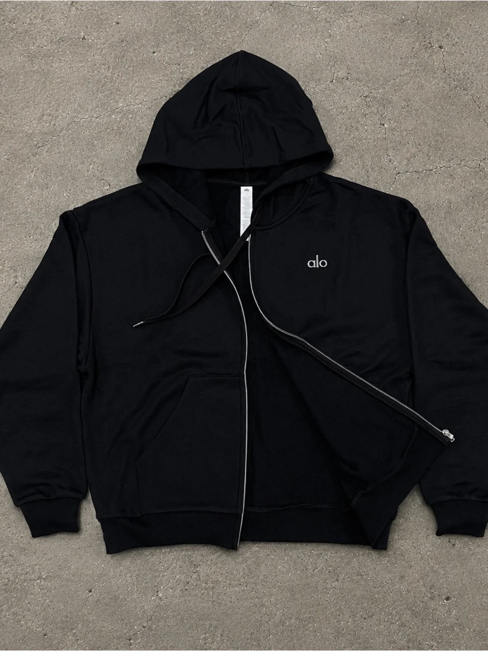 ALO Yoga Black Full-Zip Hoodie Sweater