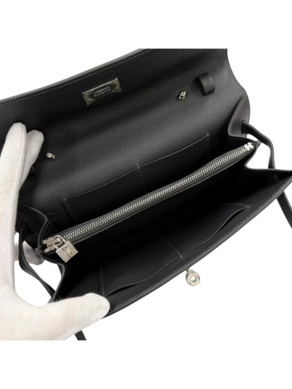 Hermes Kelly Wallet To Go Color Ardoise Silver Shoulder