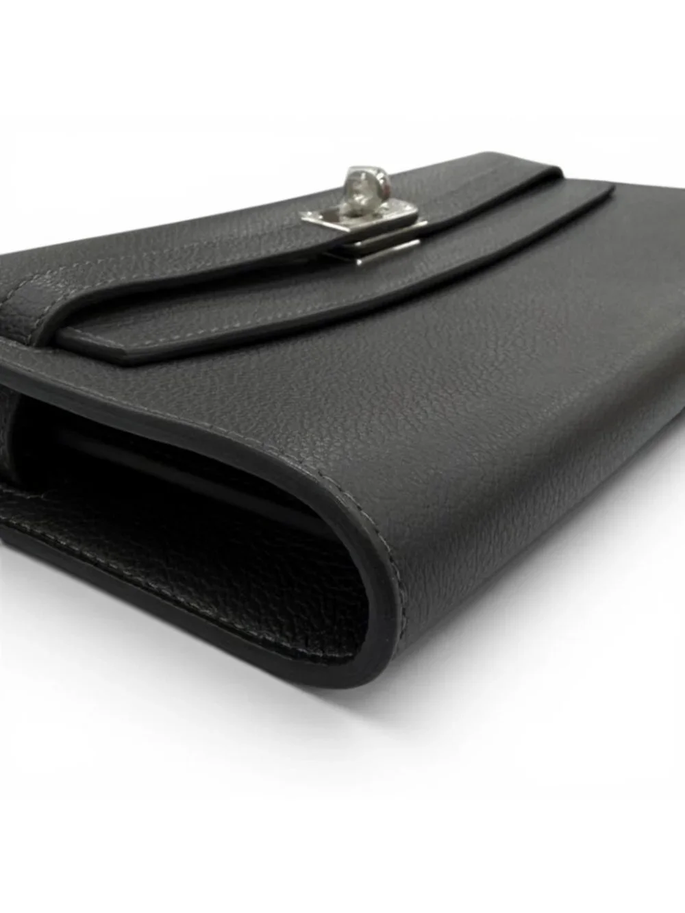 Hermes Kelly Wallet To Go Color Ardoise Silver Shoulder
