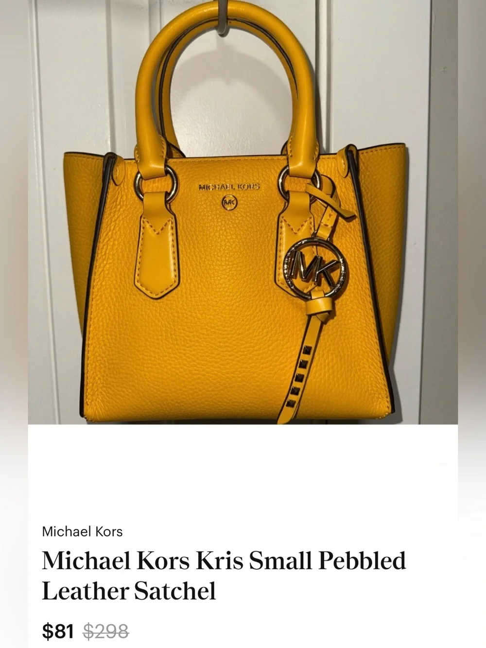 NWOT Michael Kors Yellow Pebbled Leather Satchel
