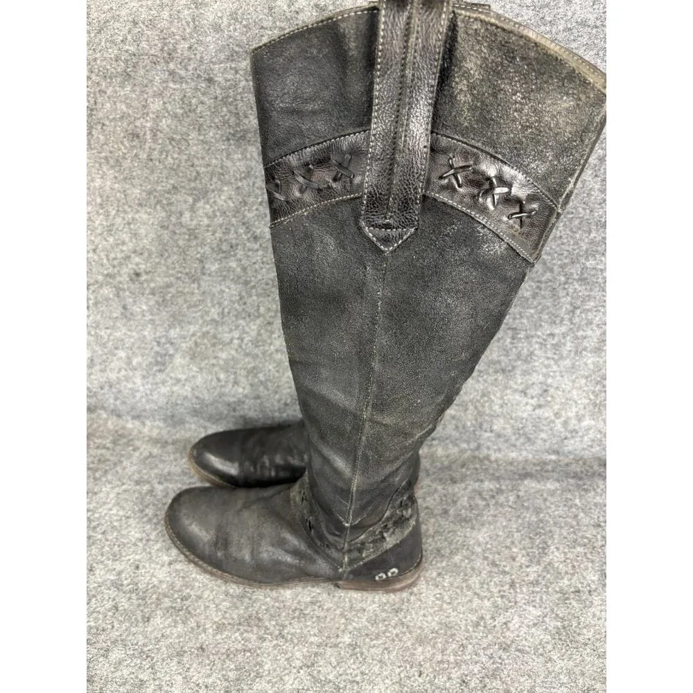 Bed Stu Midge Boots Womens‎ Size 8 Black Tall Leather Riding Knee High Western