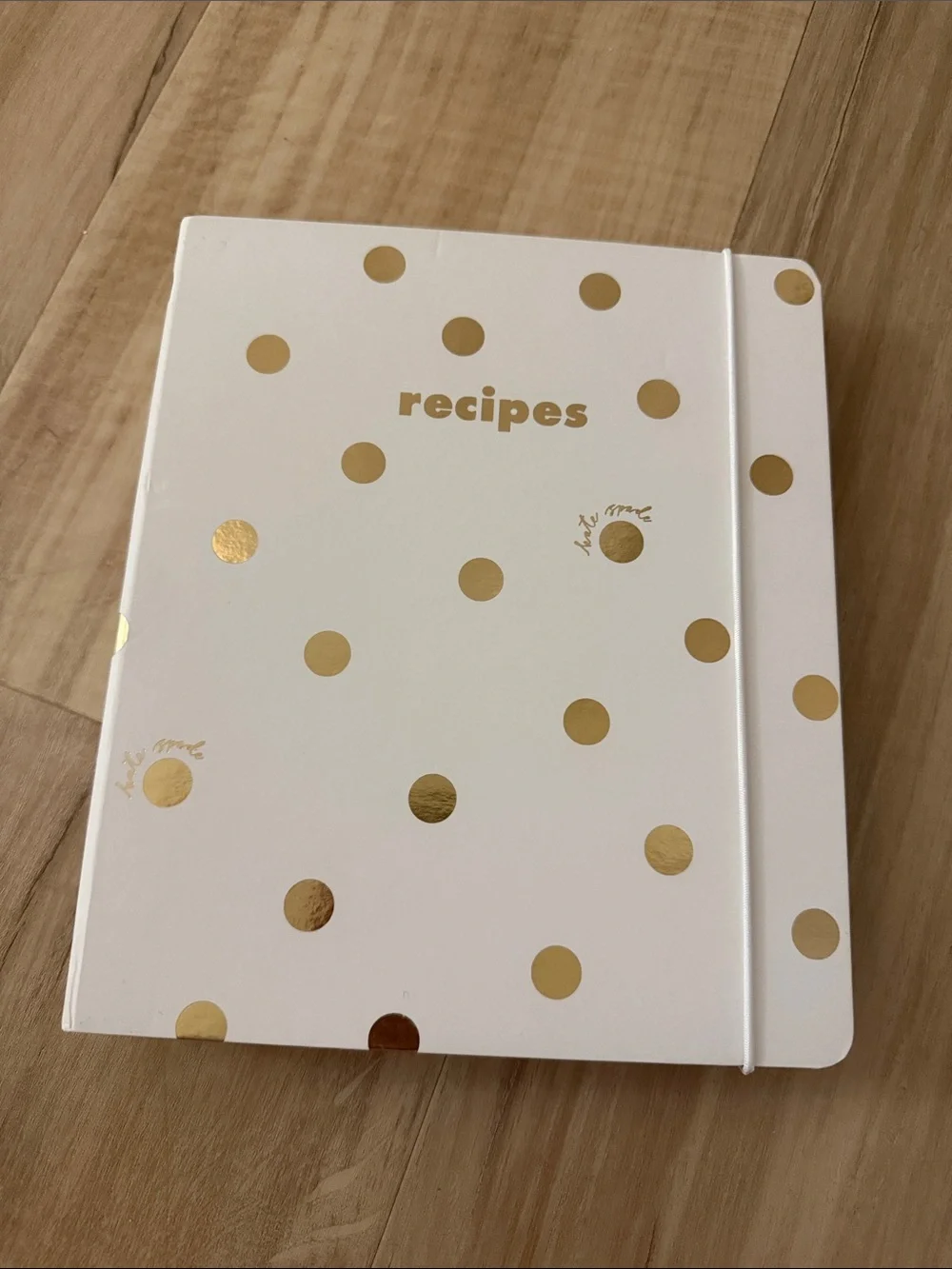 kate spade White and Gold Polka Dot Recipes Journal