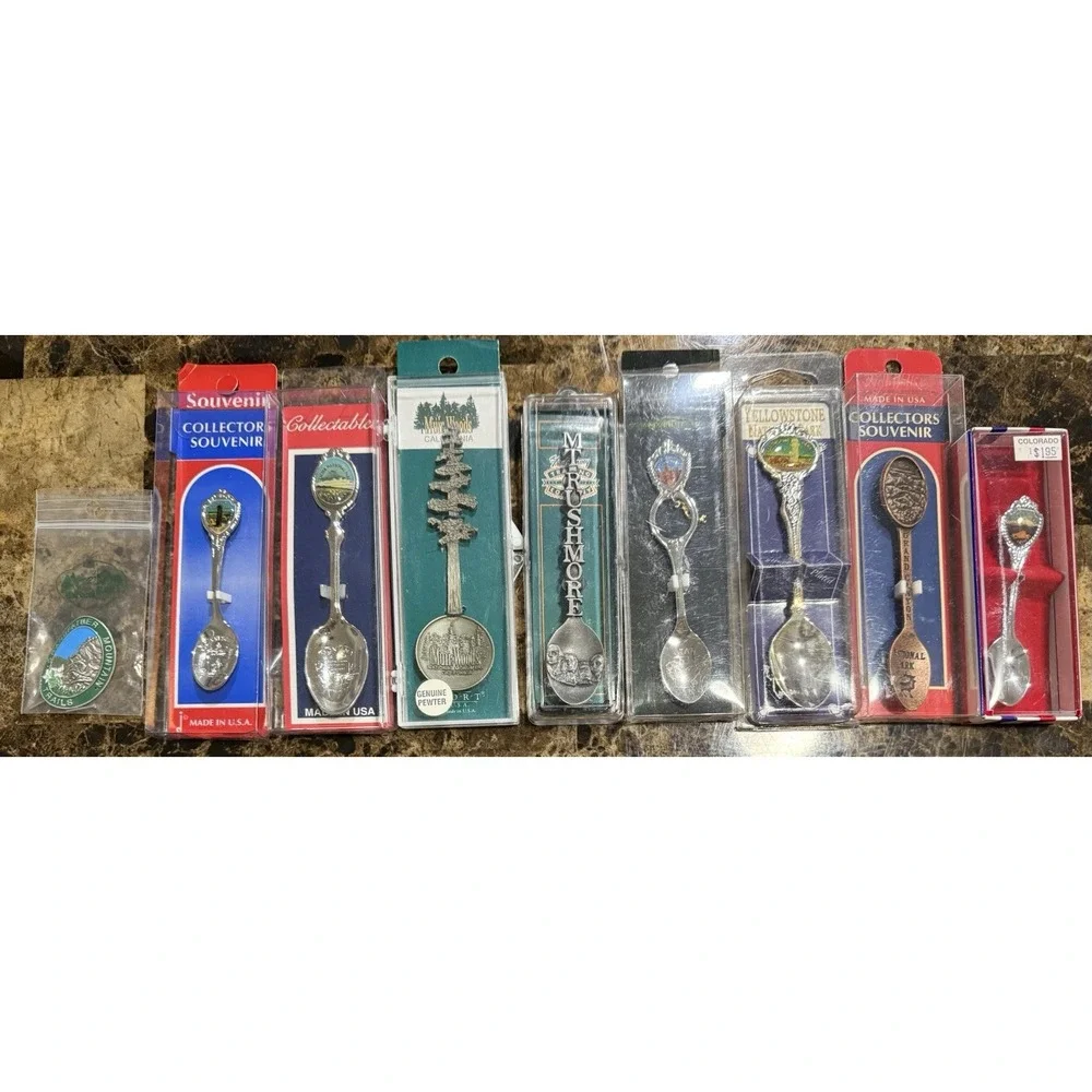 Vintage Souvenir Spoons Lot of 8 National Parks - Mt Rushmore Grand Canyon