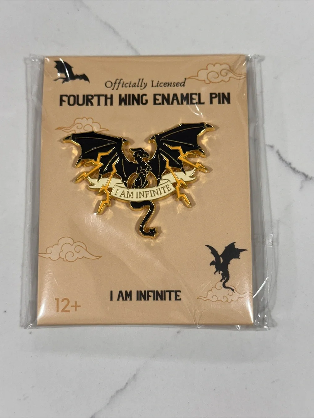 Enamel Pin - Black and Gold Dragon I Am Infinite