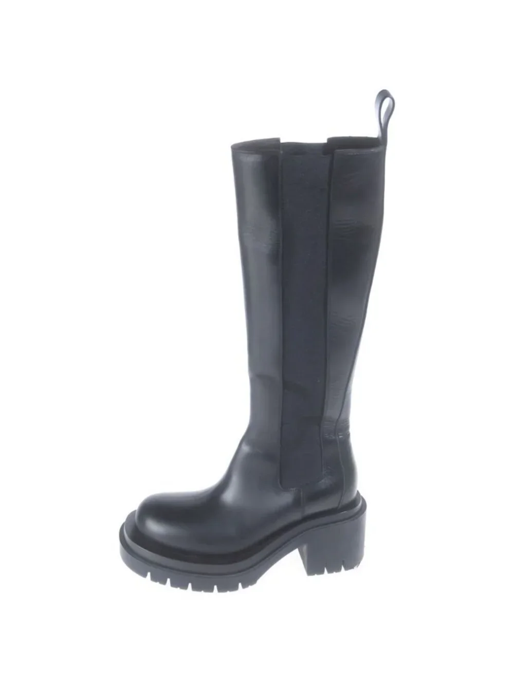 Bottega Veneta AW Lug Knee High Boots Rug Sole Long Chunky Side Gore Black