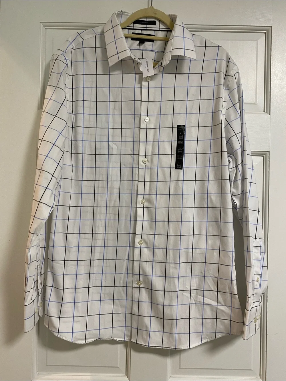 Banana Republic: Classic White Windowpane Check Dress Shirt