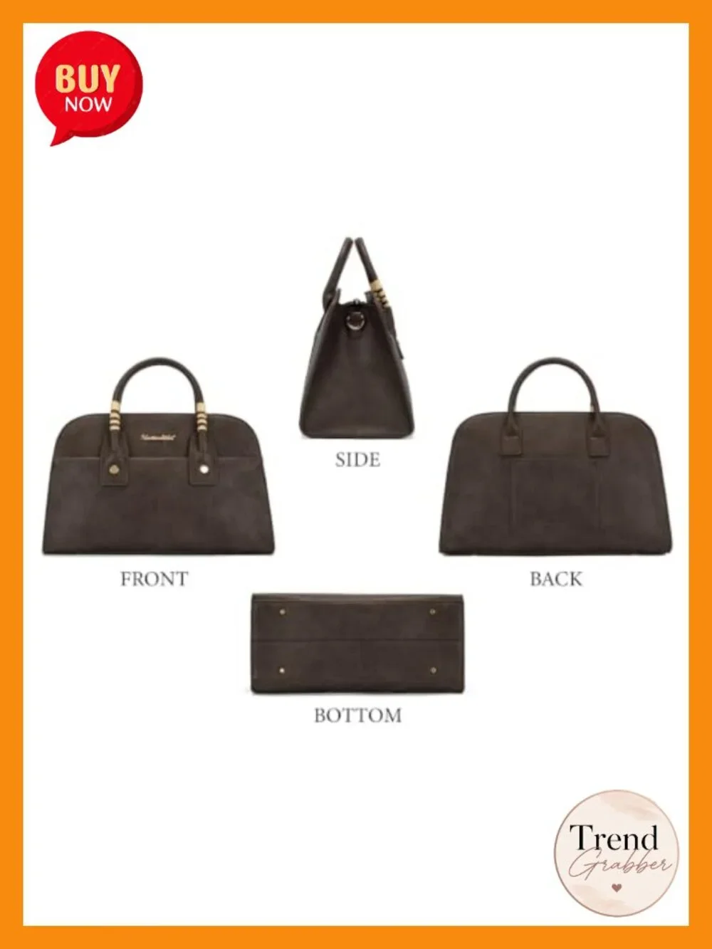 Structured Satchel Bag for Women, Top Handle Crossbody Purse, Faux Leather, 3
