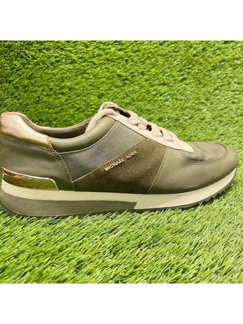 Michael Kors Allie Womens Size 11 Olive Green Athletic Training Shoes Sneakers