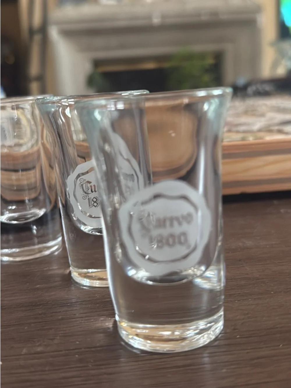 Clear Glass Shot Glass Set with Etched Crest - Clear