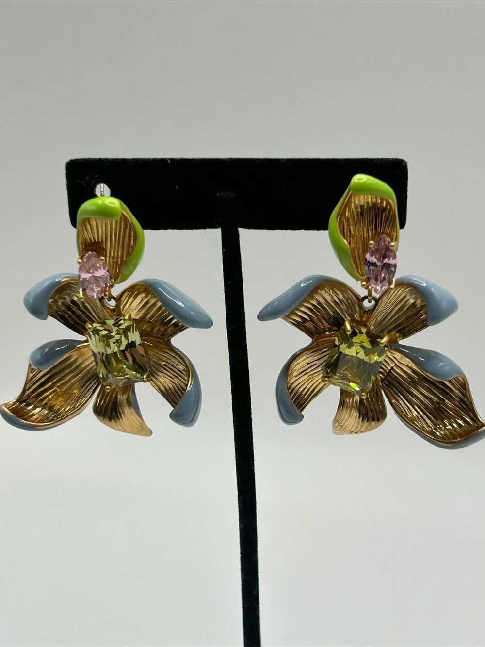 Kate Spade Floral Frenzy Drop Earrings with Green, Pink and Blue Accent
