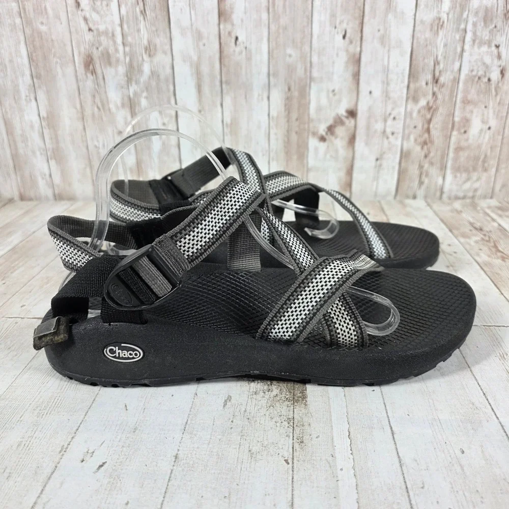 Chaco Z1 Classic Sport Sandals Mens 12 Black White Geometric Strappy Hiking