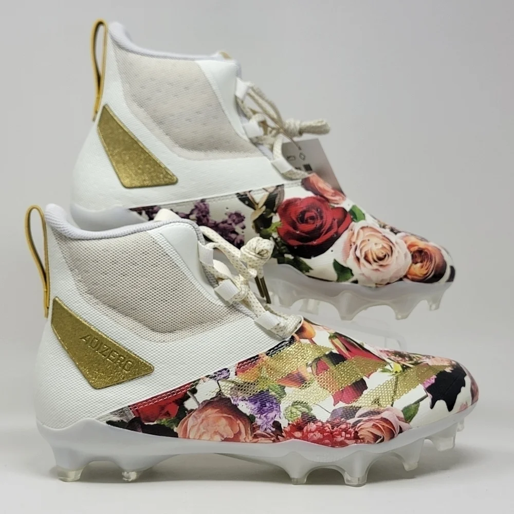 Adidas Adizero Chaos Football Cleats Off White/Gold/Floral Unisex Men 10/Wmns 11