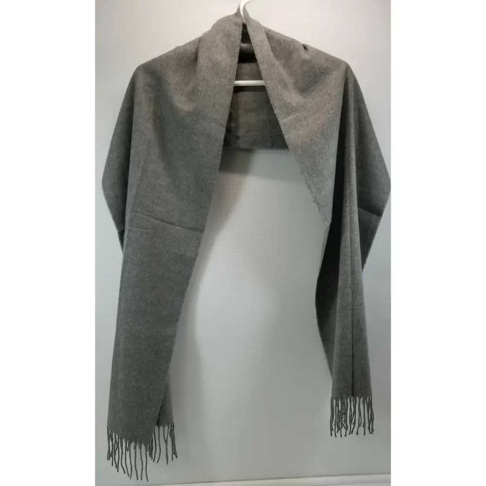 II) Lord & Taylor Women's Shawl Scarf Wrap Stole Fringed Tassels Gray Acrylic