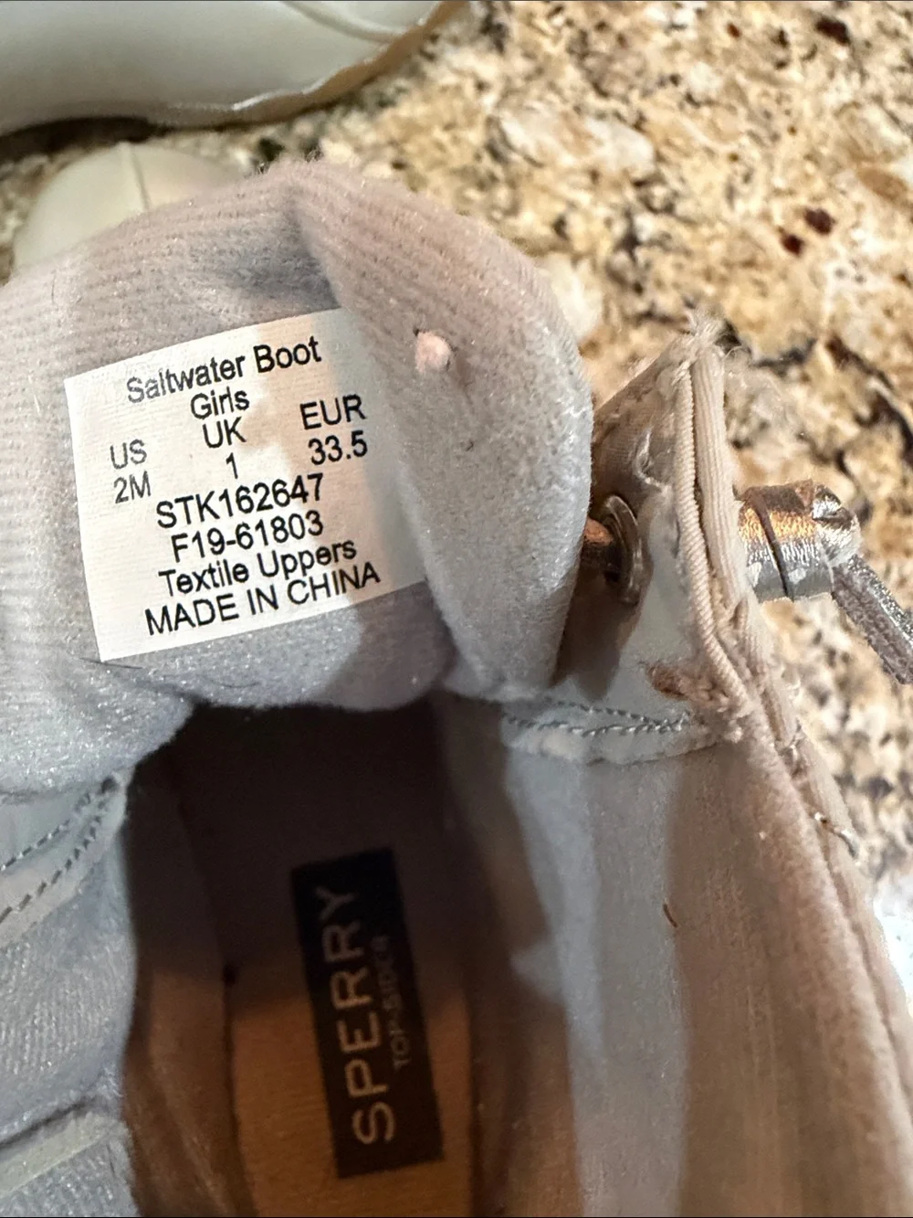 Sperry Silver Girls Waterproof Duck Boots