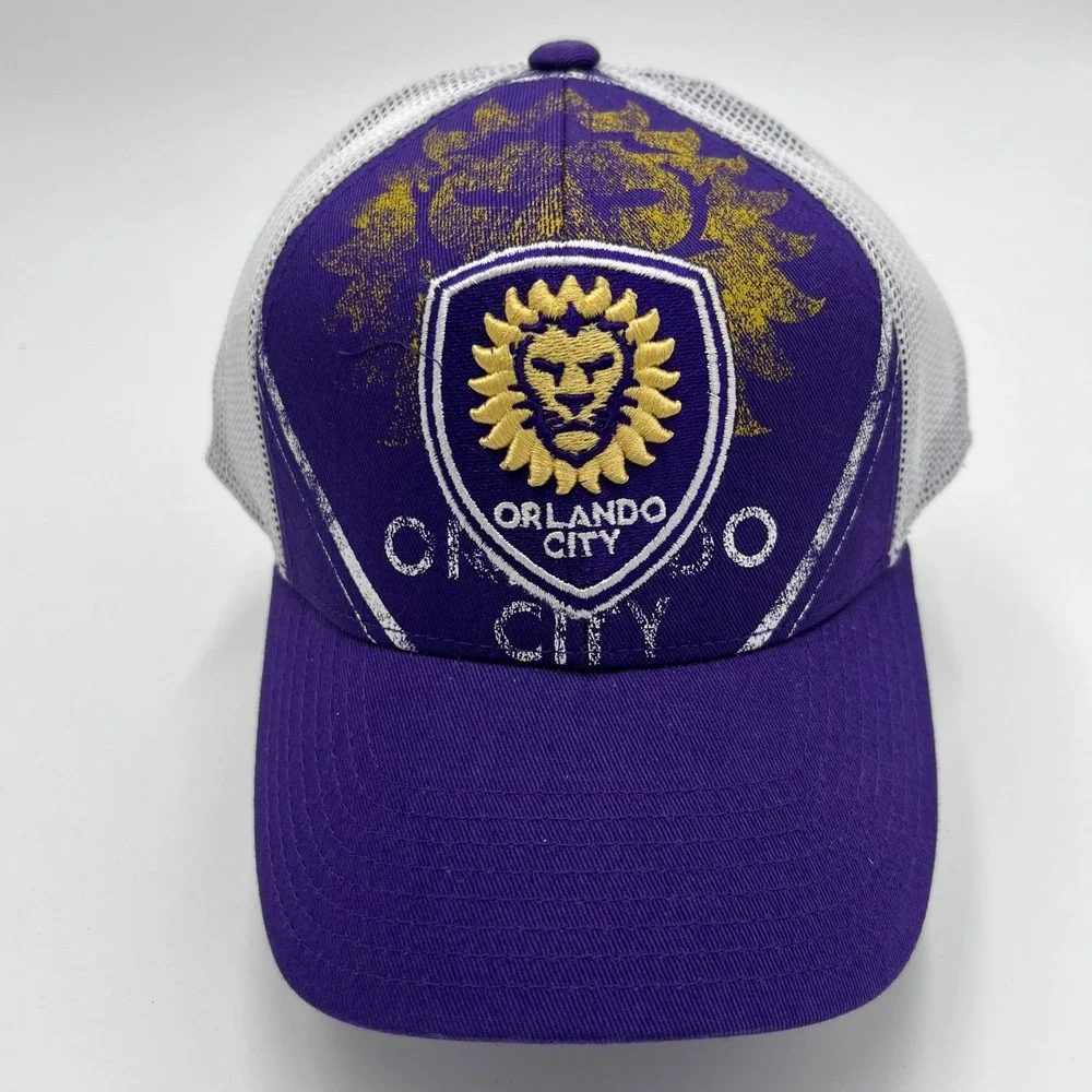 Adidas Orlando City SC MLS‎ Trucker Hat Snapback Purple White Mesh OSFA New