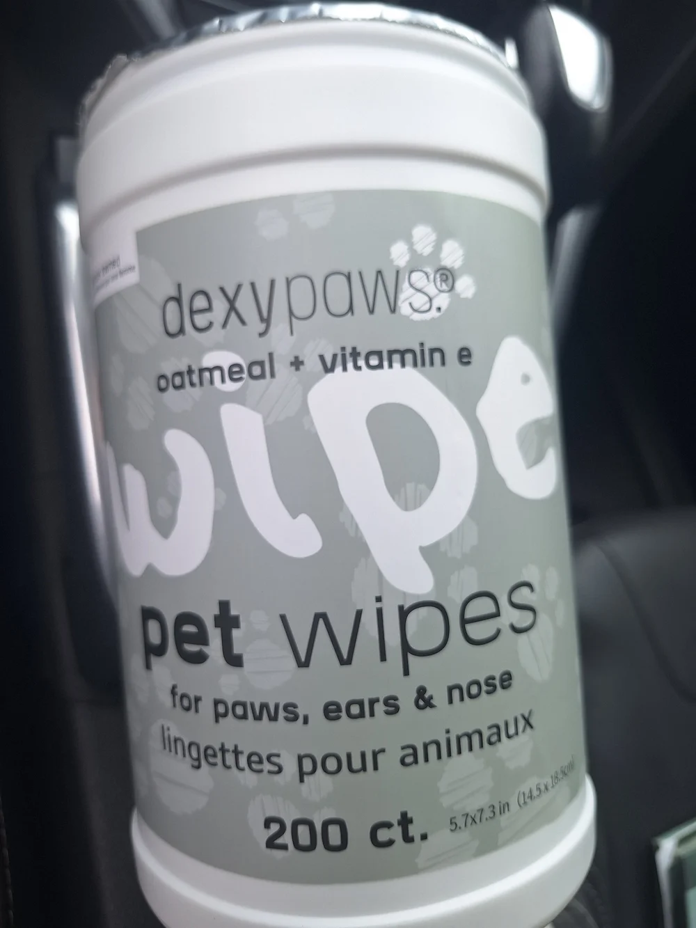 New Dexypaws Oatmeal Vitamin E Pet Wipes 200 ct Canister Dogs Cats Grooming