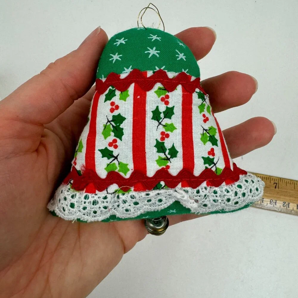 Vtg‎ 1984 Calico Christmas Scented Cloth Ornament Bell Shape w Original Box READ