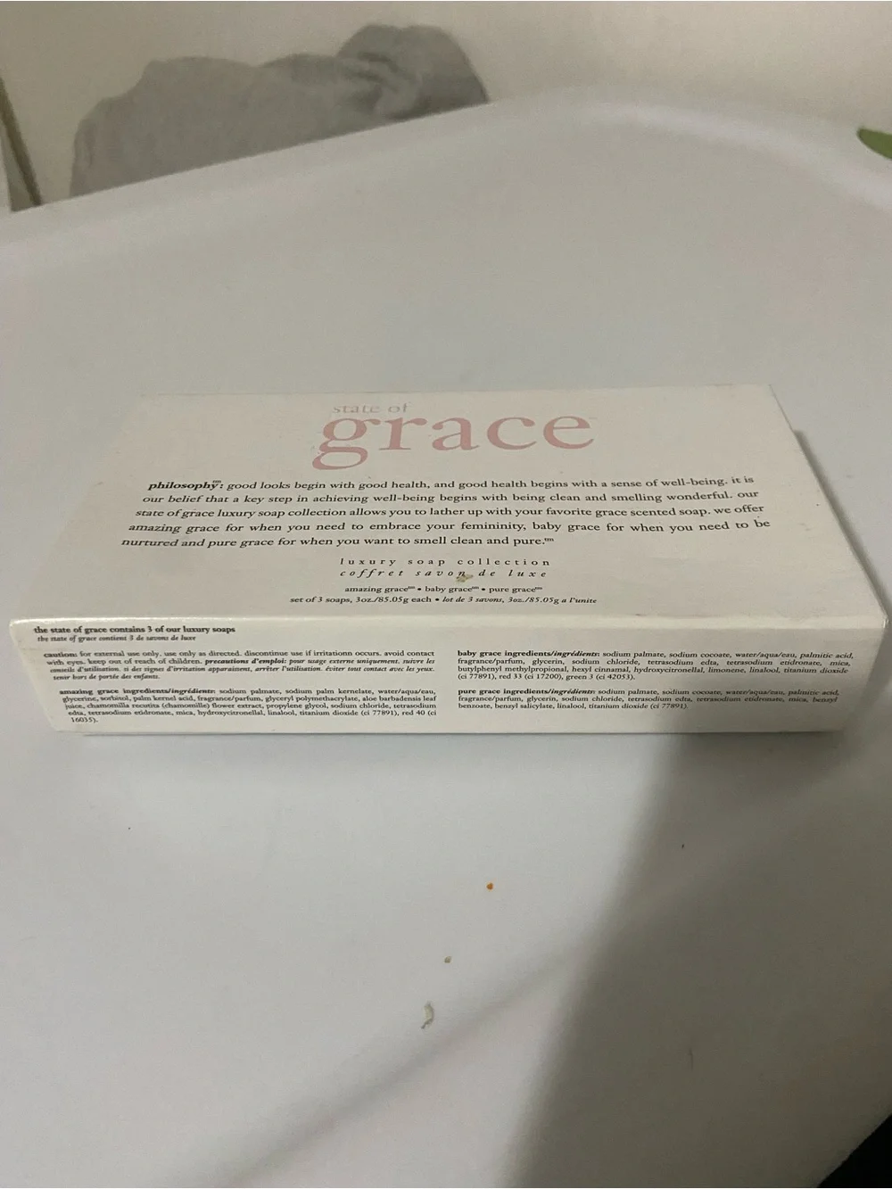 Philosophy State of Grace Boxed 3 Bars Soap Amazing Baby Pure Grace Discontinued