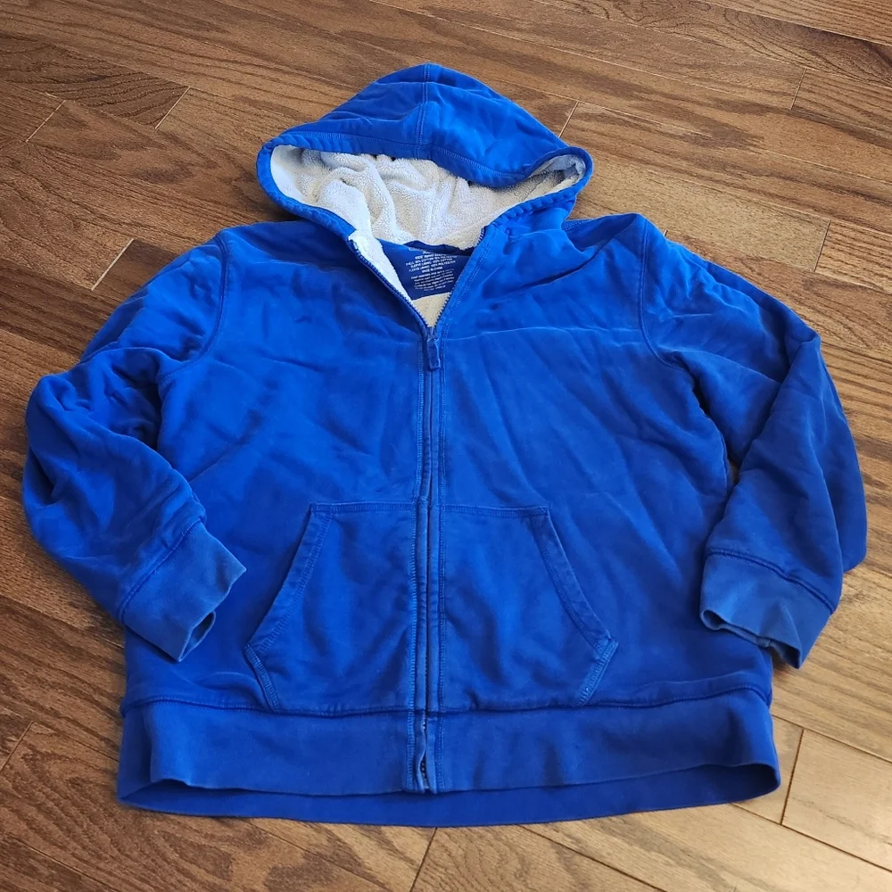 L.L.Bean Kids Blue Soft Sherpa Lined Full-Zip Hoodie Jacket Size‎ XL