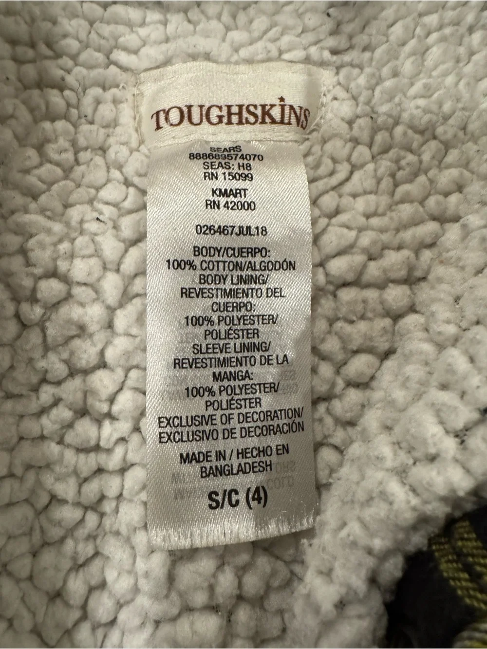Toughskins plaid button
