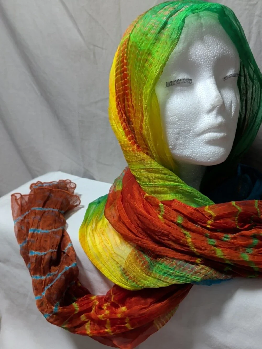 Raj Dupatta Silk Scarf lightweight crinkled