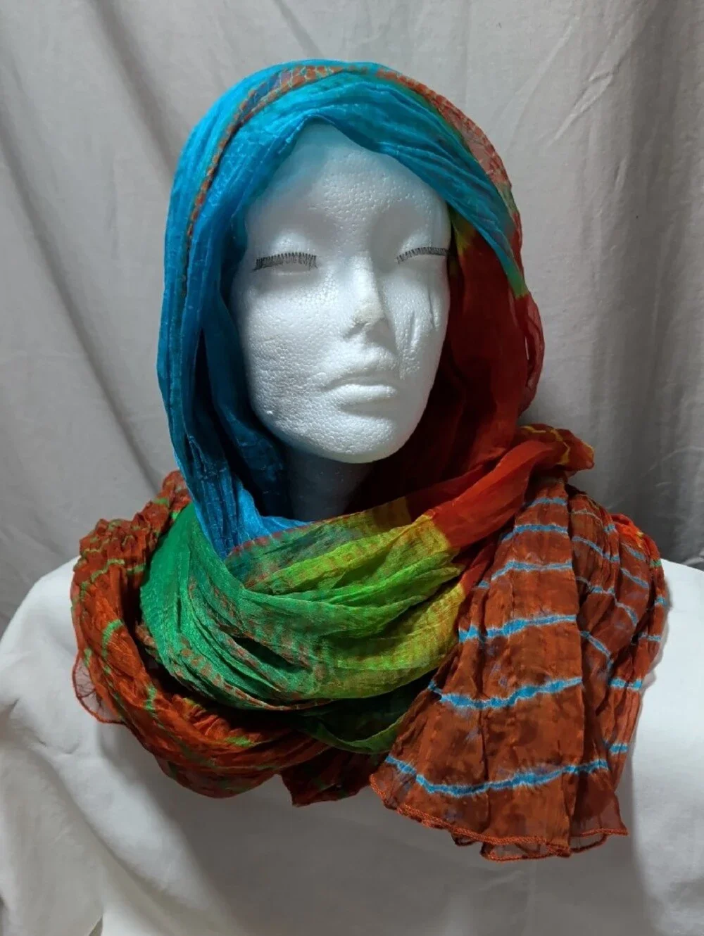 Raj Dupatta Silk Scarf lightweight crinkled
