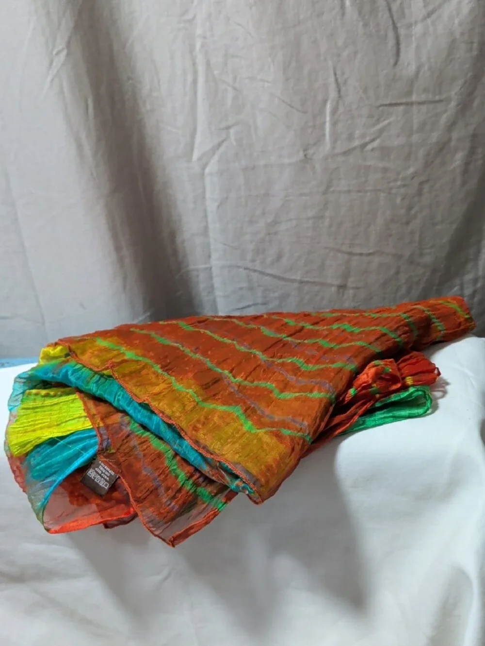 Raj Dupatta Silk Scarf lightweight crinkled