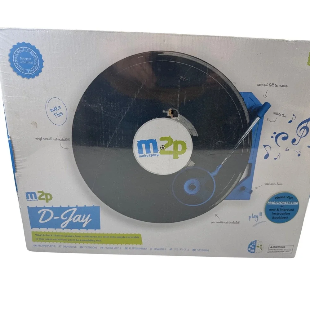Make2Play D-Jay DIY Record Player STEM Building‎ Kit Turntable Blue New