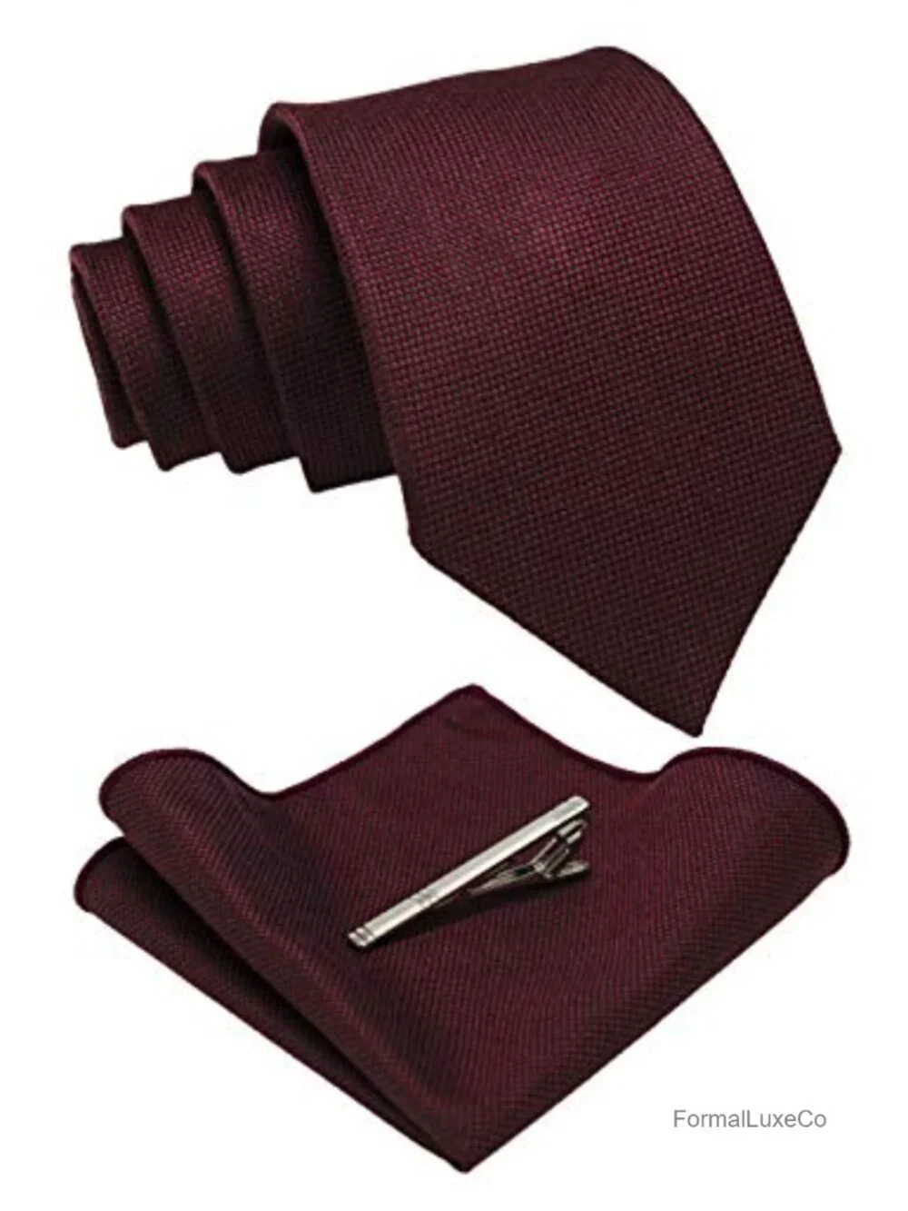 Wool Blend Tie Set with Pocket Square and Tie Clip for Men