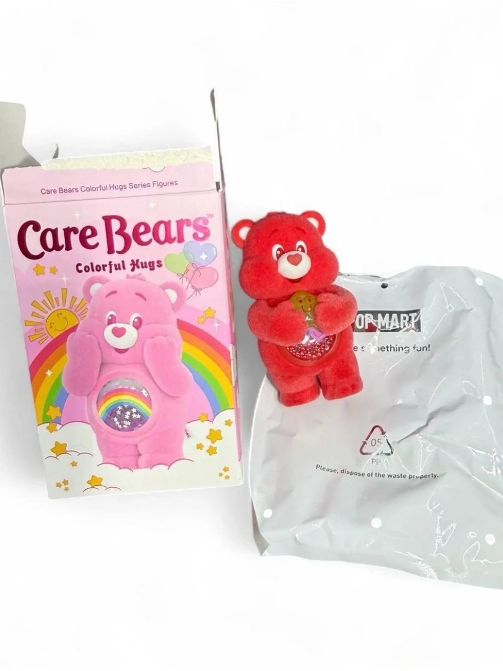 Pop Mart Care Bears Colorful Hugs Figures Always There Bear Flocked Vinyl