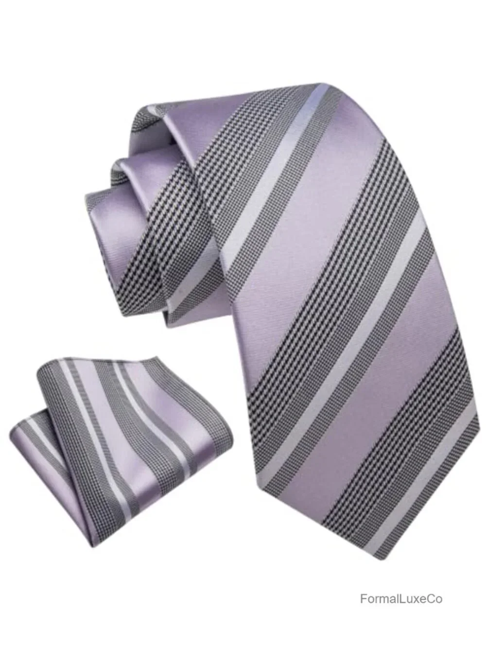 Silk Blend Tie and Pocket Square Set with Gift Box, Formal Accessories for Men