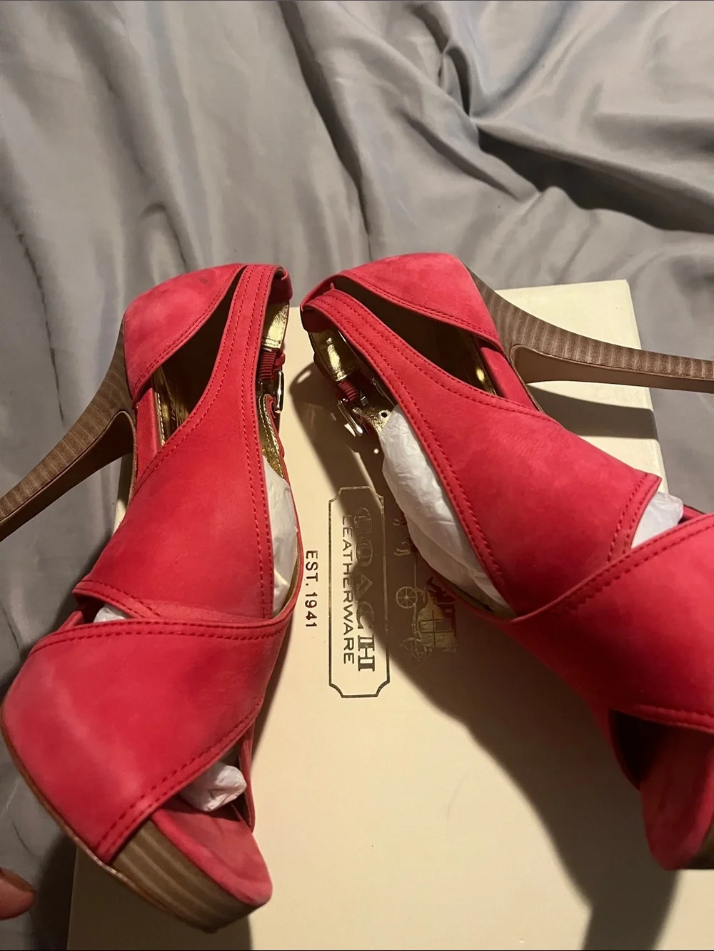 Coach suede peep