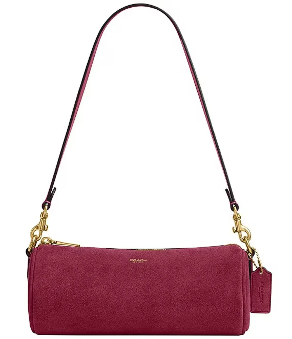 B5-010 Coach Suede Barrel Bag CDY81 Dark Fuchsia