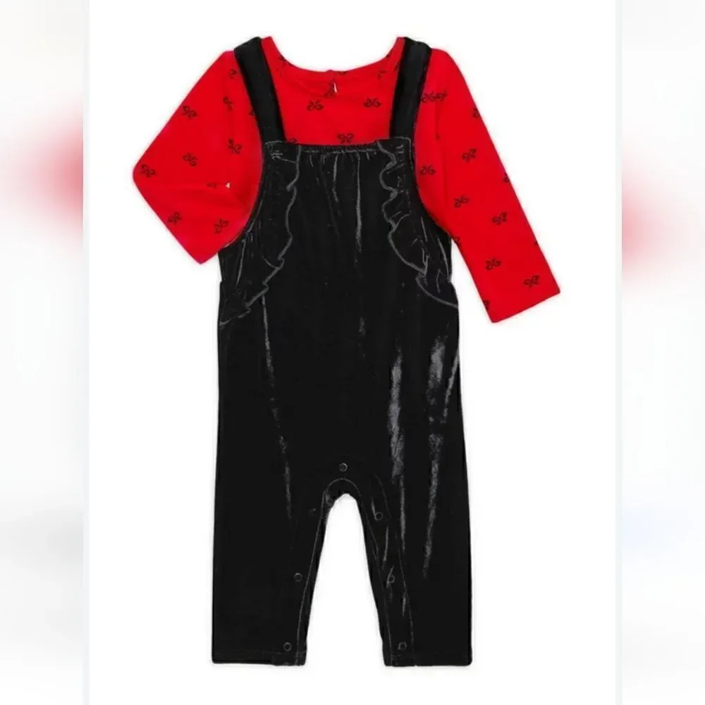 New Baby Girl Christmas Overall and Bodysuit Outfit