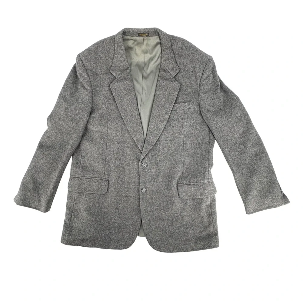 Bachrach Mens 46L 100‎ Percent Camelhair Gray Blazer 46L Dark Academia