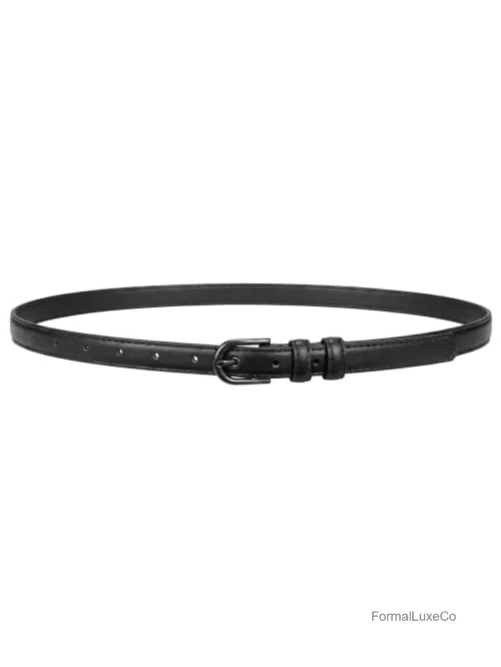 Women's Skinny Faux Leather Belt with Matching Buckle for Jeans