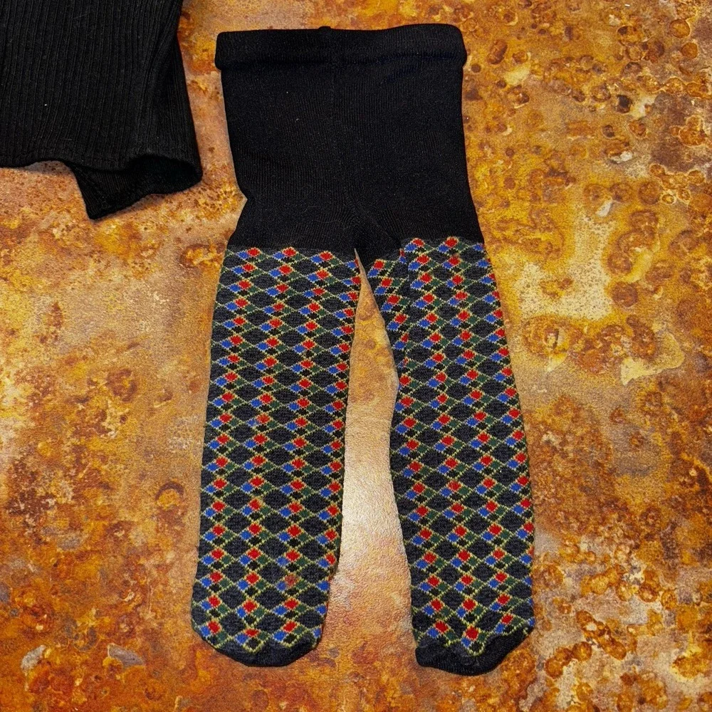 Pleasant Company Argyle Tights & Black Turtle Neck Shirt For American Girl Doll