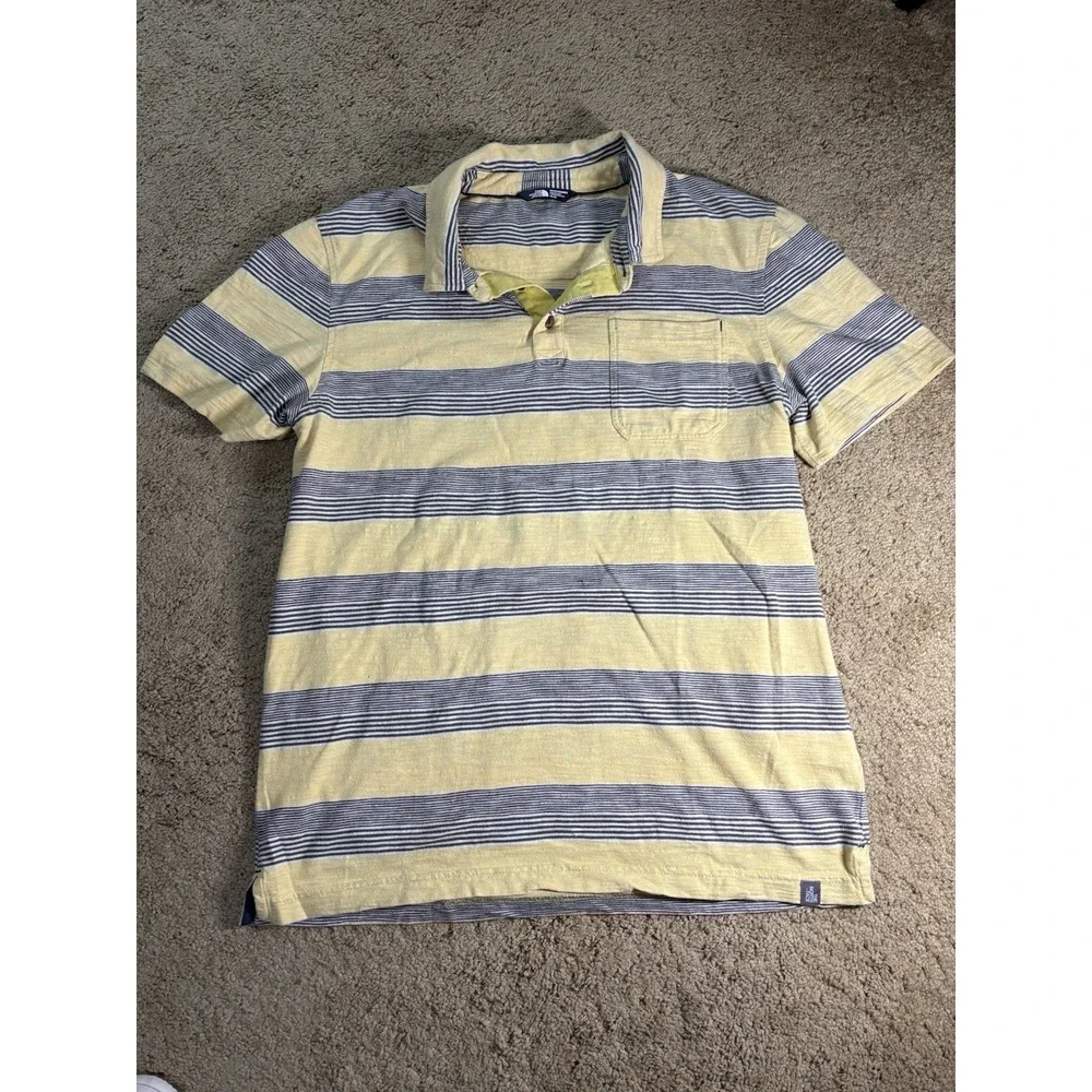 North Face‎ Polo Shirt Men Medium Front Chest Pocket Striped Short Sleeve Preppy